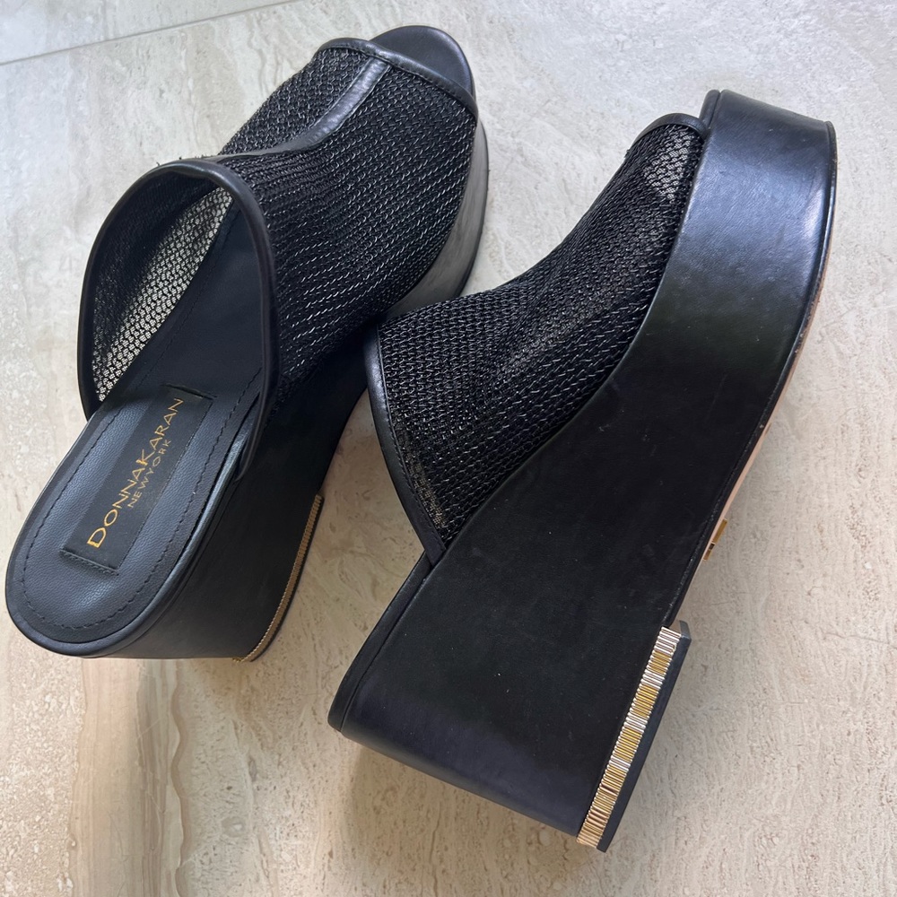 Donna Karan black slide sandals